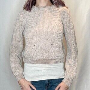 Love Tree Chenille Cropped Sweater Ribbed Cozy Warm Winter Small SM S Pale Pink